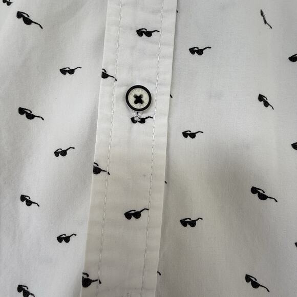 Hudson & Barrow Men's Casual Short Sleeve Shirt Cream‎ w Navy Sunglasses Size L - Picture 4 of 8